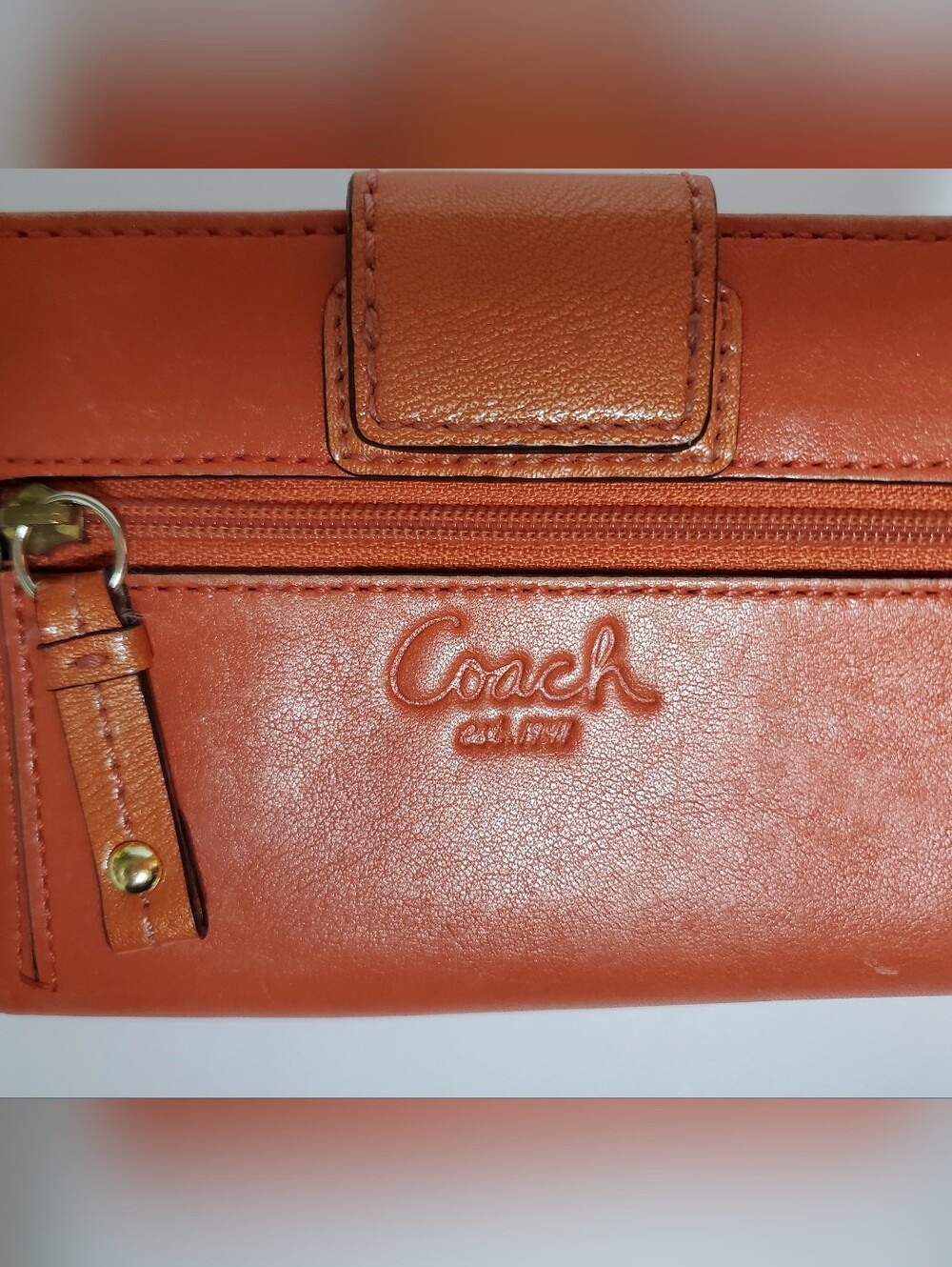 Vintage Coach Y2K Legacy Colorblock Leather Turnlock Bifold Wallet Orange Blush - Picture 3 of 12